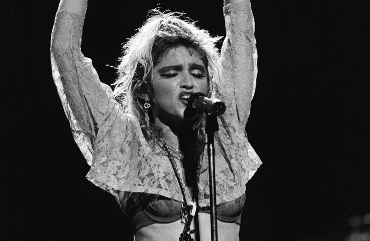 American singer Madonna performs on "The Virgin Tour"  at Radio City Music Hall in New York City, June 6, 1985.  Photo by Frank Micelotta/ImageDirect.