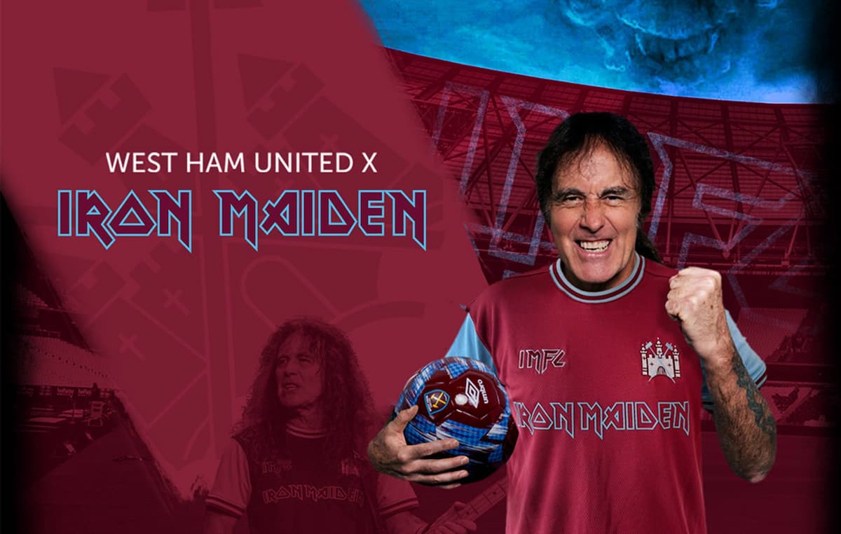 アイアンメイデン  ユニホーム アイアン・メイデン、ウェストハム・ユナイテッドFCとコラボした